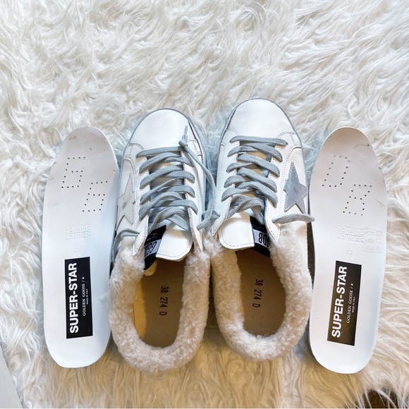 Golden Goose Superstar Sabot Shearling Sneaker White Silver Beige size 38 - Picture 12 of 15